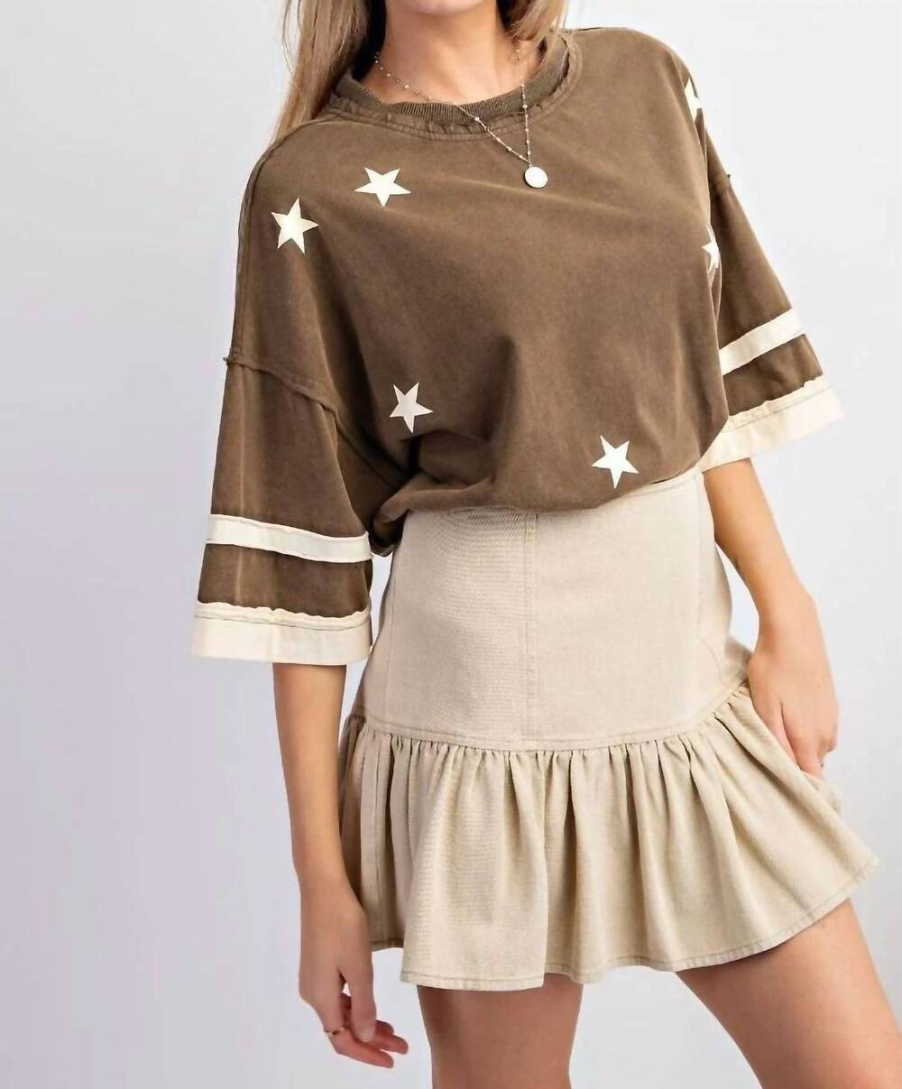 NEW EASEL washed twill skirt in beige